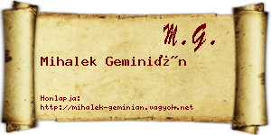 Mihalek Geminián névjegykártya
